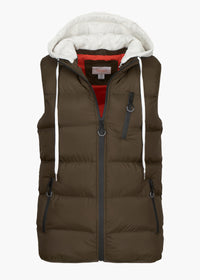 Helg Hoodie Puffer Vest - background::white,variant::Brown