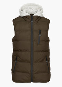 Helg Hoodie Puffer Vest - background::white,variant::Brown