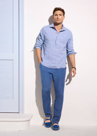Amalfi Slim Linen Pant - background::white,variant::Slate Blue